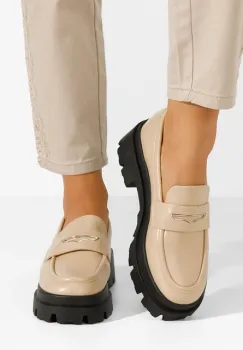 Mocasini cu talpa groasa Aksa V2 bej imagine