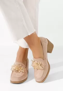 Mocasini cu toc Ermela negri imagine