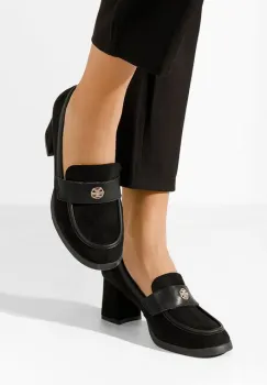 Mocasini cu toc Jonsia V2 negri imagine