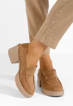 Mocasini cu toc Kerena negri imagine