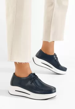 Mocasini dama piele Albeida V2 navy imagine