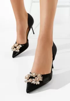 Pantofi cu pietricele negri Amina imagine