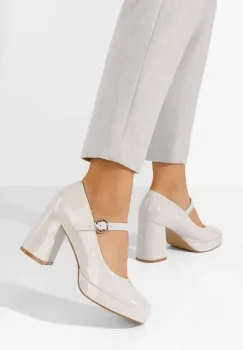 Pantofi cu toc gros Charlote V2 bej imagine