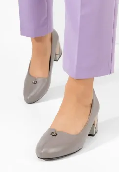 Pantofi cu toc gros Luceta gri imagine
