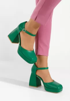 Pantofi cu toc gros Monsa negri imagine