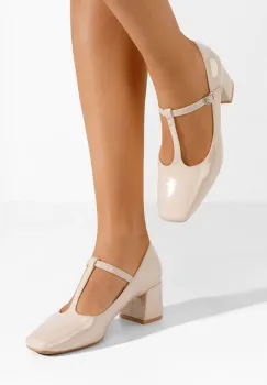 Pantofi cu toc gros Nariela V2 bej imagine