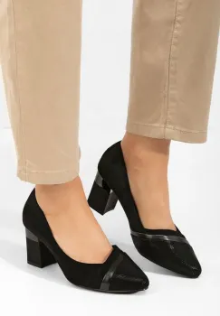 Pantofi cu toc gros Noliva negri imagine