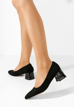 Pantofi cu toc gros piele Fadicia V2 negri imagine