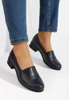 Pantofi cu toc gros piele Lofty maro imagine