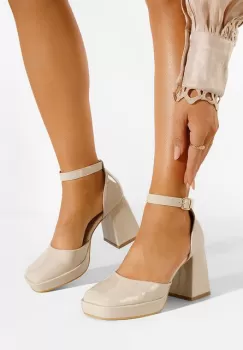 Pantofi cu toc gros rosii Ibia imagine