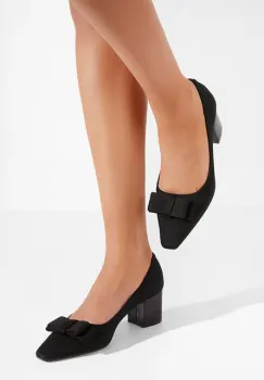 Pantofi cu toc mediu Sherry negri imagine