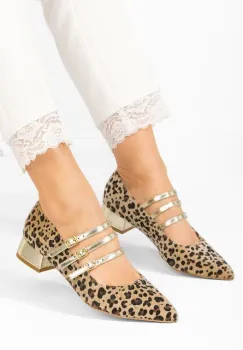 Pantofi cu toc mic Bakea leopard imagine