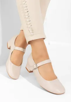 Pantofi cu toc mic Stephine bej imagine