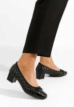Pantofi cu toc mic Thella negri imagine