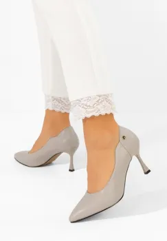 Pantofi cu toc subtire Karita gri imagine