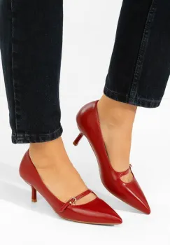 Pantofi stiletto cu toc mic Rilora rosii imagine