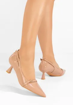 Pantofi stiletto cu toc mic Surie bej imagine