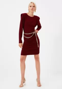 Rochie midi grena Renata imagine