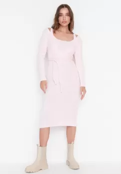 Rochie midi roz Elda imagine