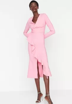 Rochie midi roz Narcisa imagine