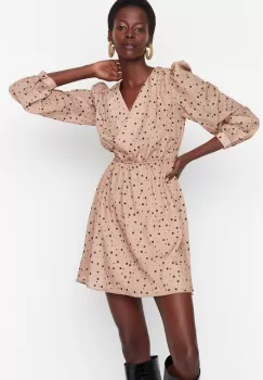 Rochie scurta camel Kellie imagine