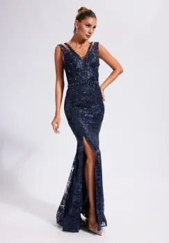 Rochie de ocazie premium Glimmer Bleumarin imagine