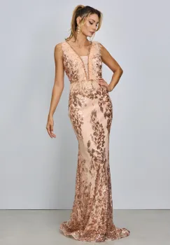 Rochie de ocazie premium Taisia Peach imagine