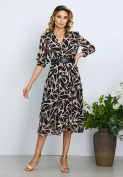 Rochie de zi Valencia Negru Multi imagine