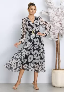 Rochie eleganta Ingrid Floral Bicolora imagine