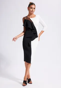 Rochie eleganta Malena Bicolora imagine