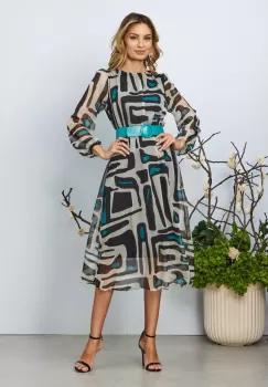 Rochie eleganta Nonka Turcoaz Multi imagine