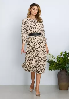 Rochie eleganta Polina Nude Animal Print imagine