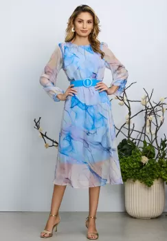 Rochie eleganta Saraia Albastru Multi imagine