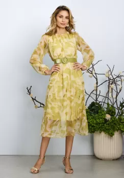 Rochie eleganta Saraia Galben Multi imagine