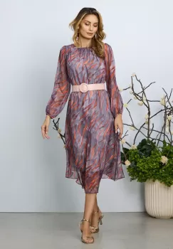 Rochie eleganta Saraia Gri Multi imagine