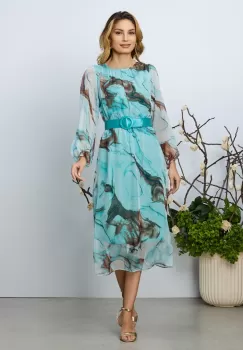 Rochie eleganta Saraia Turcoaz Multi imagine