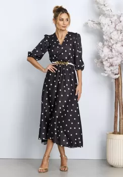 Rochie eleganta Yolanda Neagra cu buline imagine