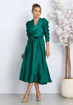Rochie eleganta Yulia Verde Inchis imagine