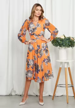 Rochie Flory Orange Floral imagine
