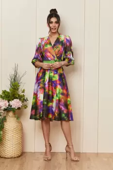 Rochie Glenda Verde Mov Multi imagine