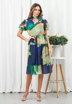 Rochie Zandra Albastru Multi imagine